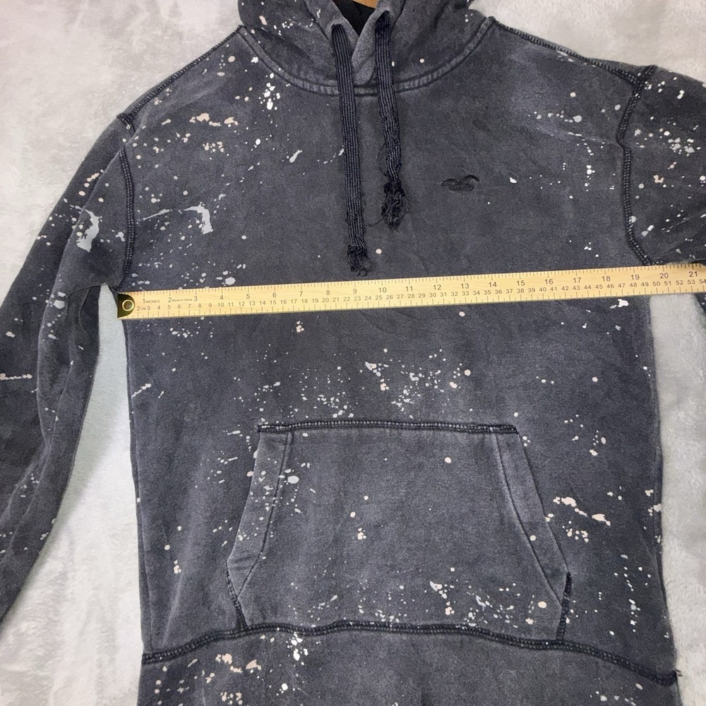 Holister Hoodie Size Men's XS Distressed Black Paint Shop Splatter - Picture 4 of 14